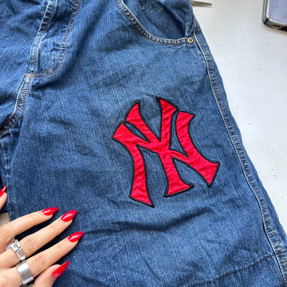 90's new york yankees jorts