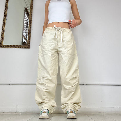 baggy beige cargo trousers