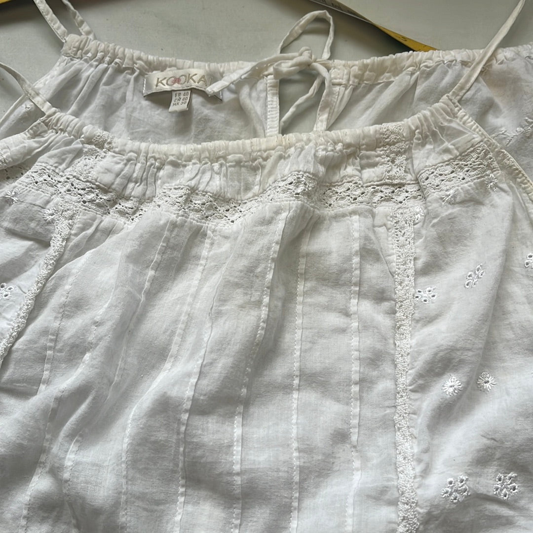 vintage kookai white broderie mini dress