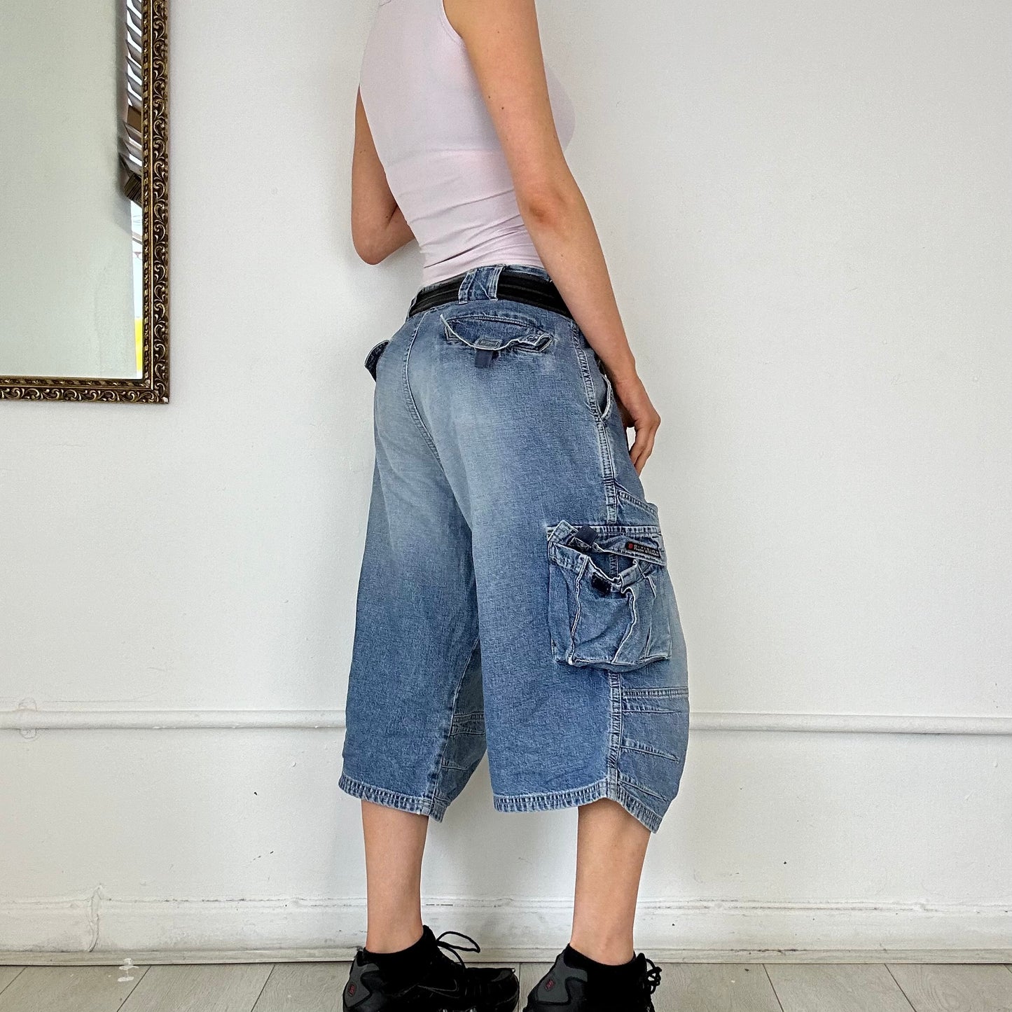 baggy long denim shorts