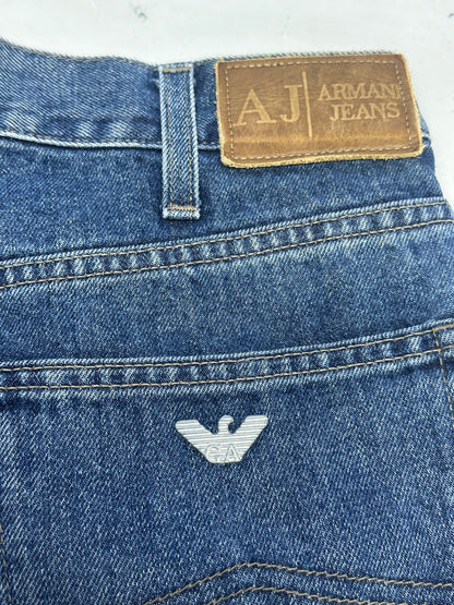 mid wash armani baggy jeans