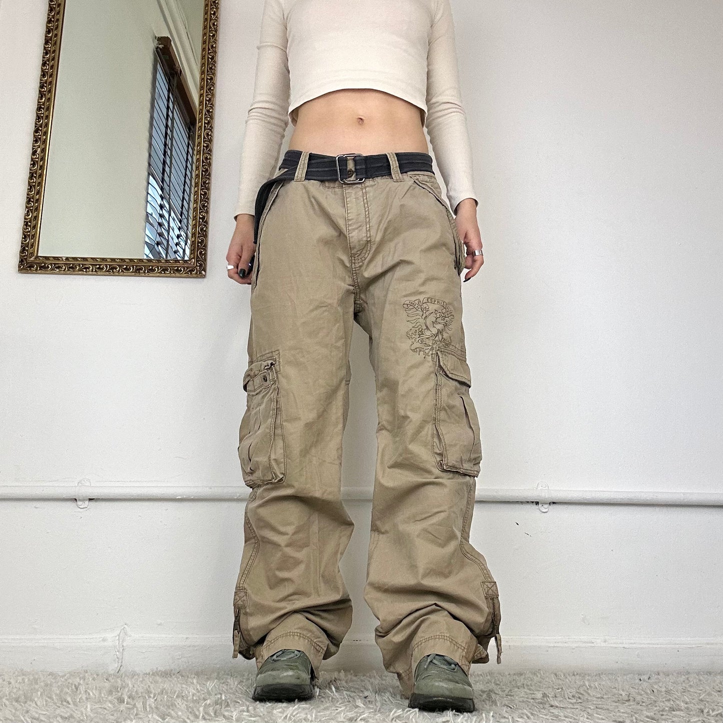 00's printed cargo trousers by espirit