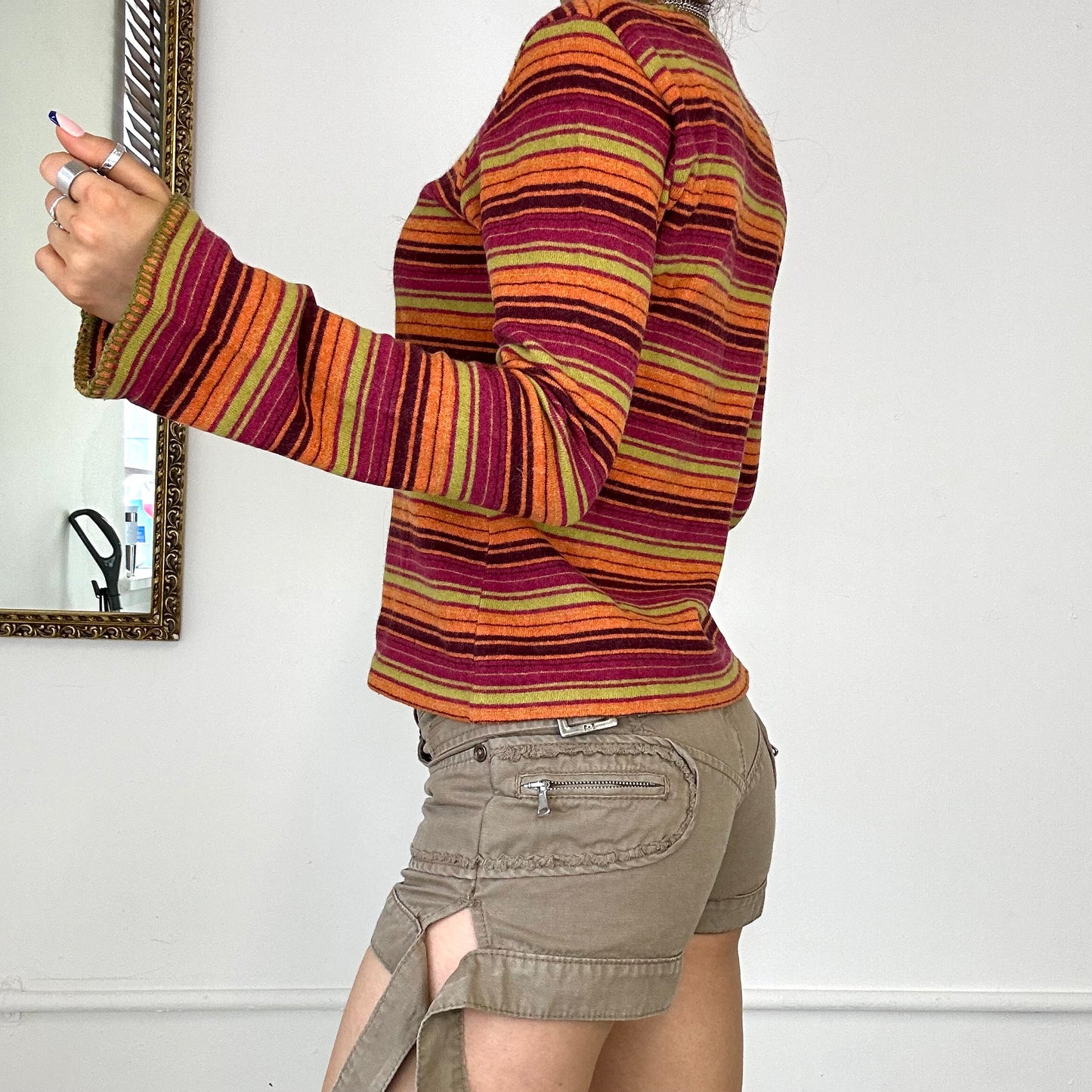 2000's replay colourful striped long sleeve top