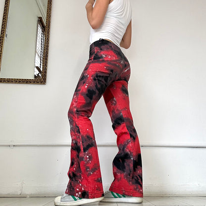 2000's rose patterned flared trousers