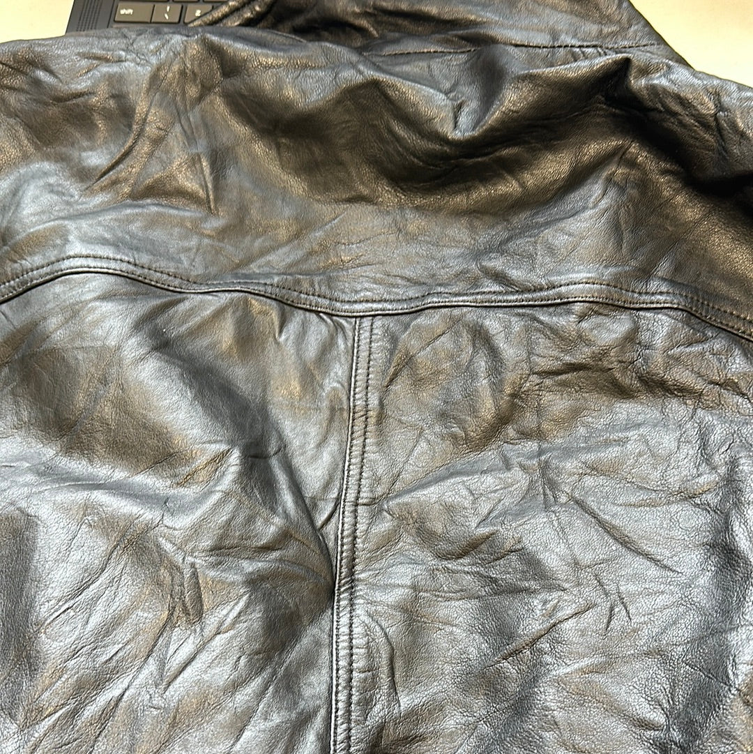 baggy black leather jacket