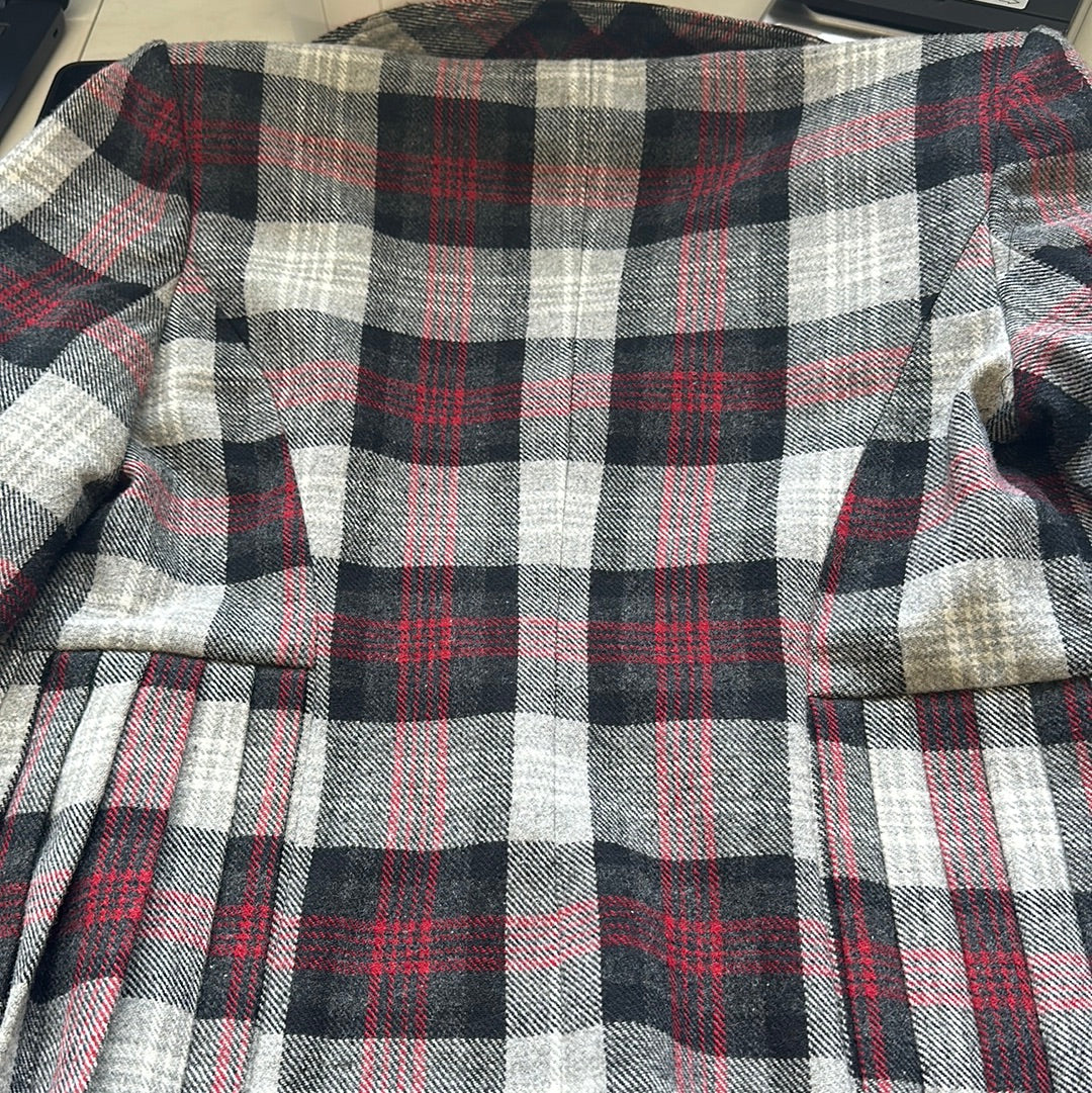 2000's checkered double breasted pea coat