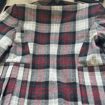 2000's checkered double breasted pea coat