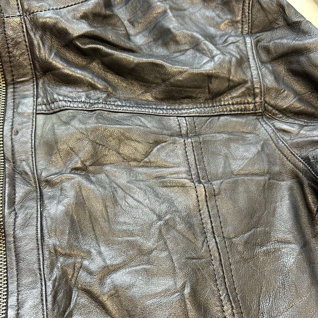 baggy black leather jacket