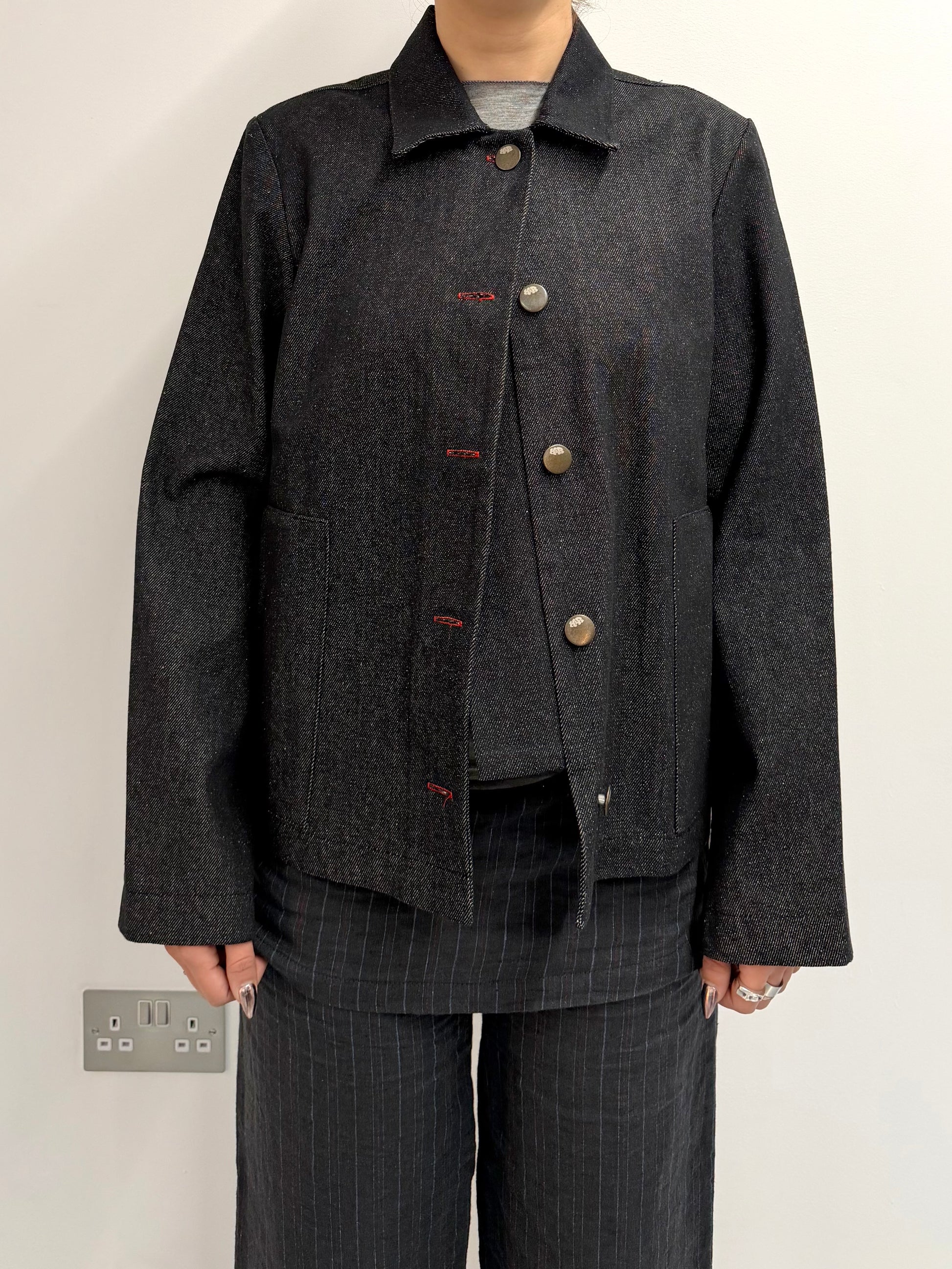 SAMPLE dark grey denim button up jacket