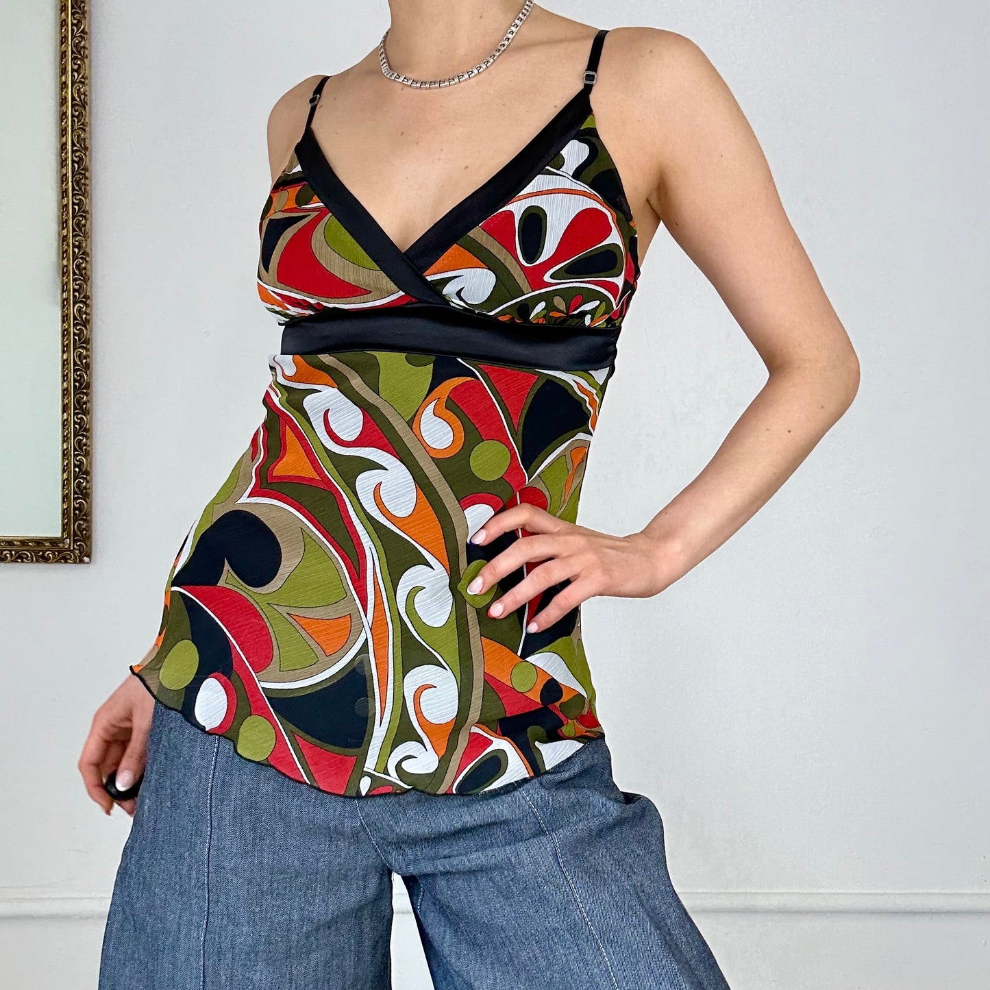 colourful 60's patterned tank top