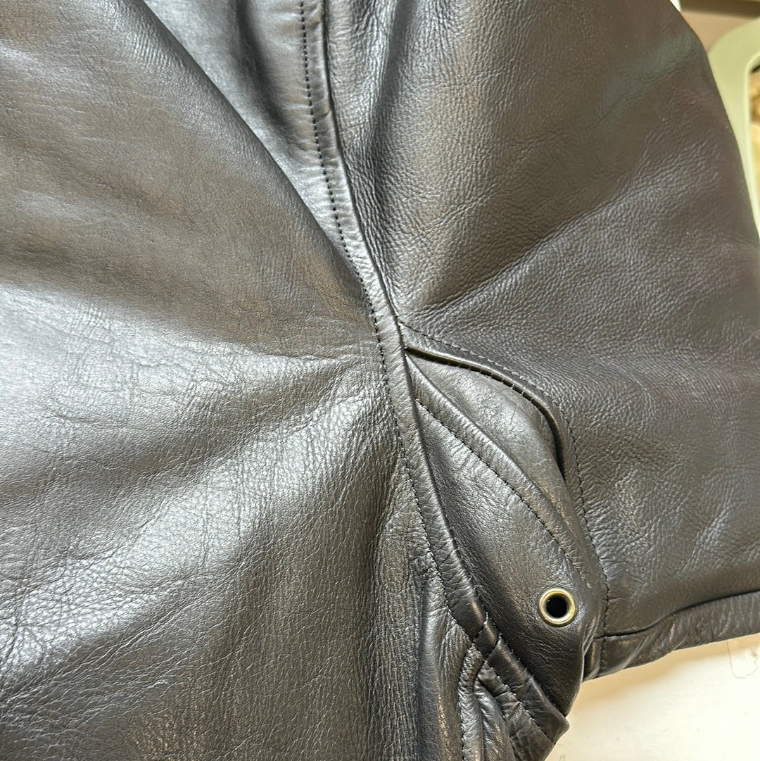 vintage black oversized leather jacket