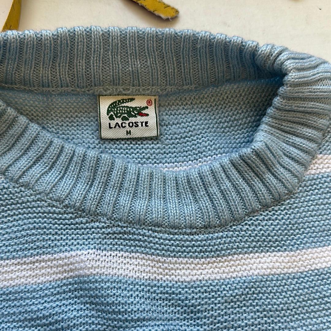 vintage baby blue striped lacoste knitted jumper