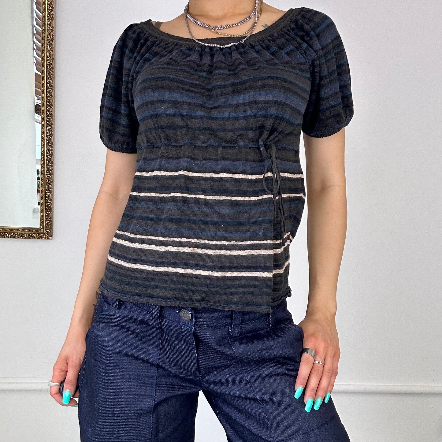 kookai knitted striped top