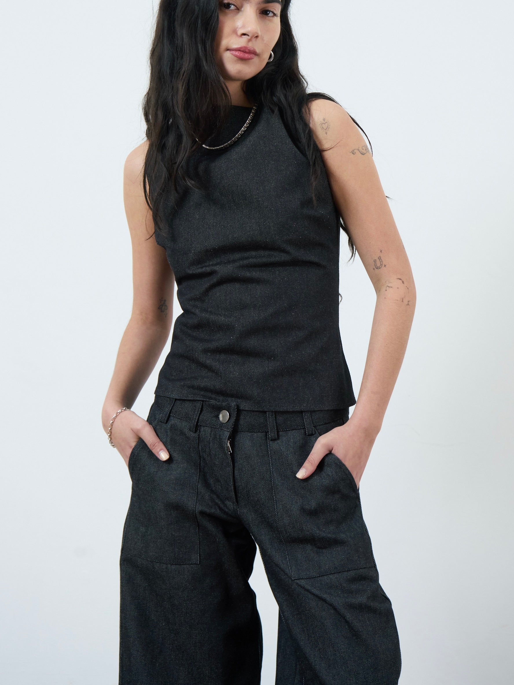 charlie top - dark grey denim