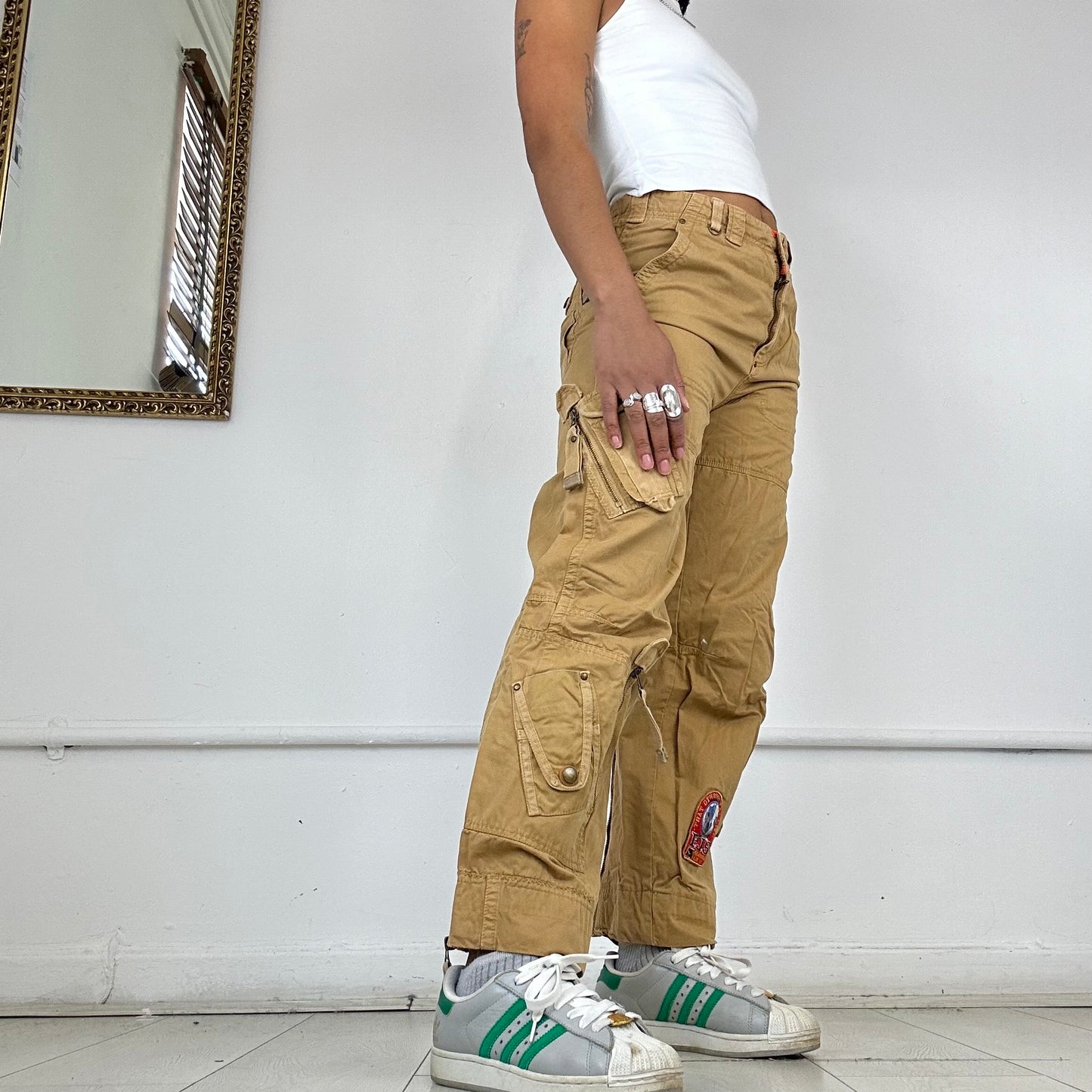 wide leg cargo trousers