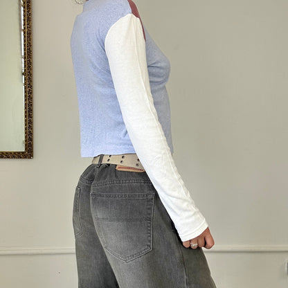 ONYX jeans long sleeved contrast top