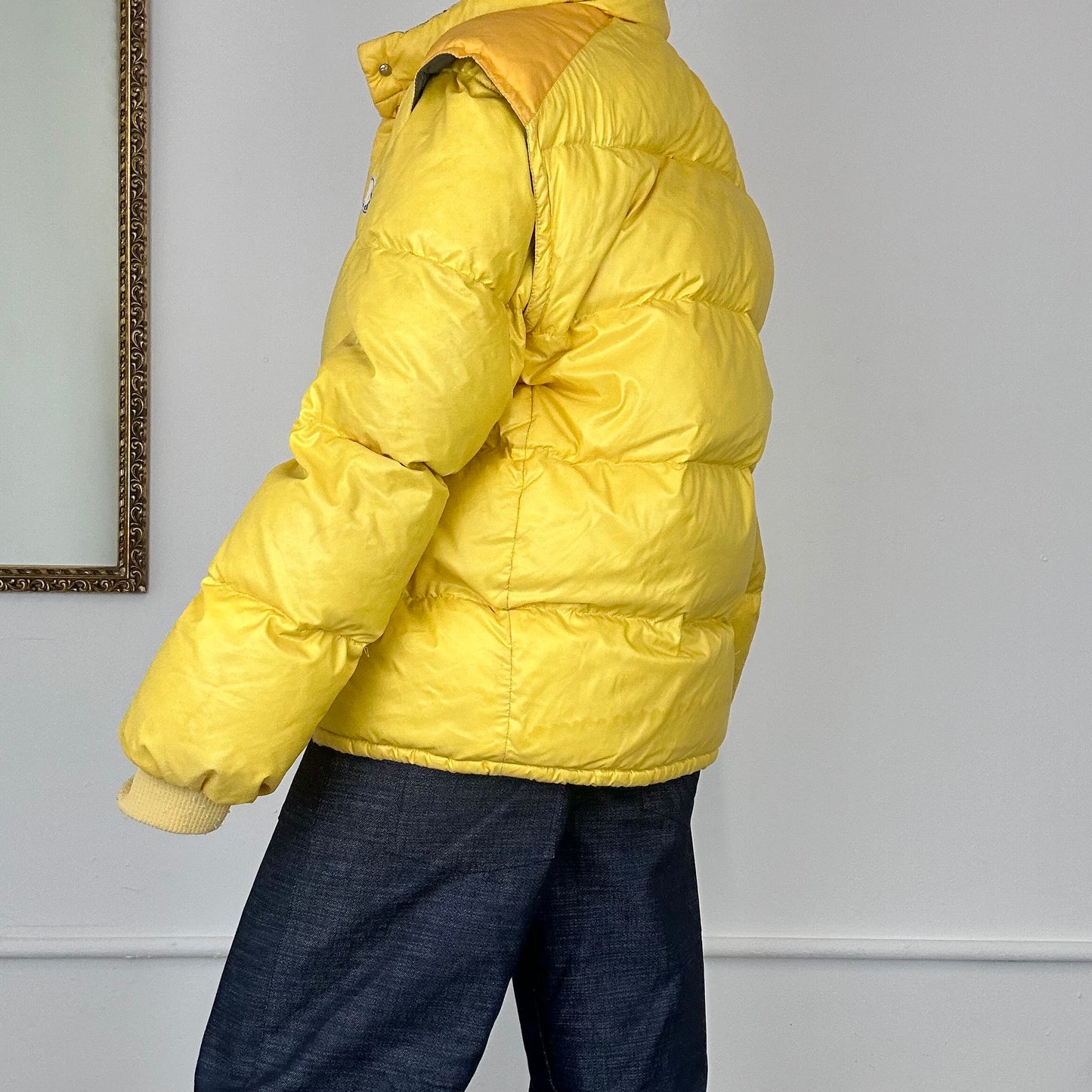 moncler vintage yellow puffer jacket