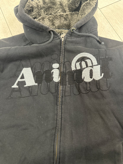 2000's fur lined zip up hoodie by animal