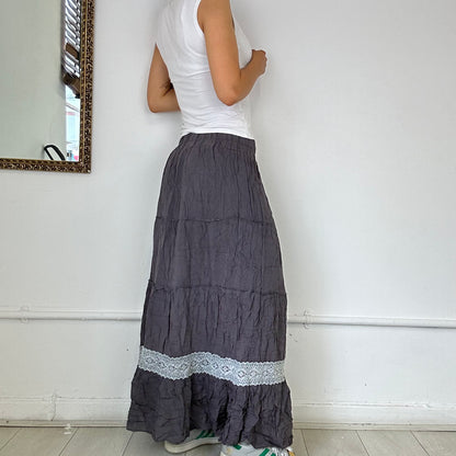 grey tiered flowy maxi skirt