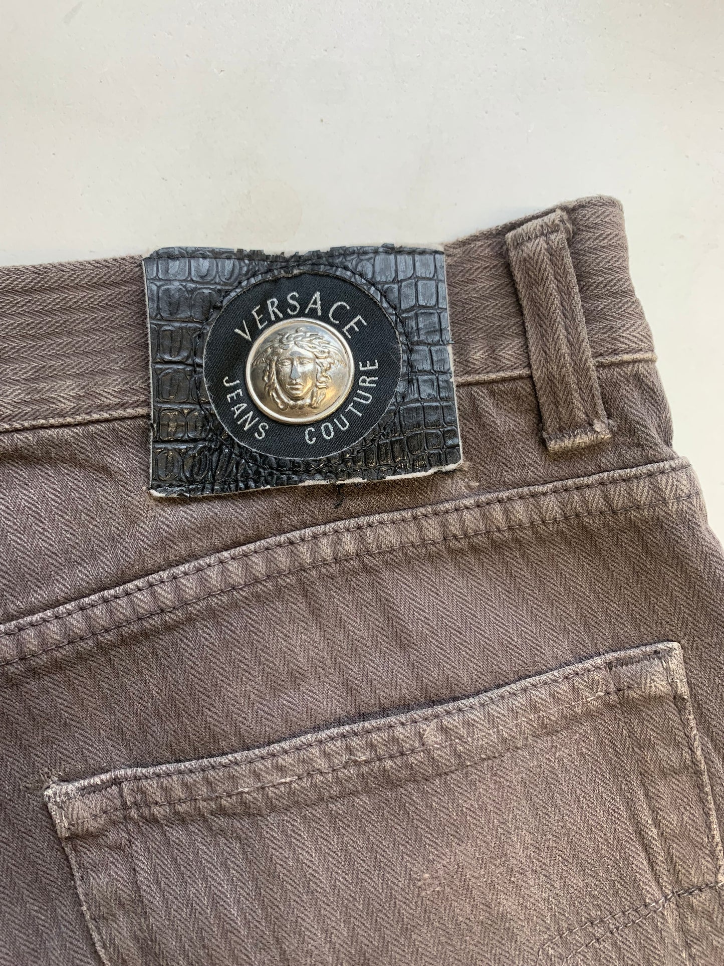 versace brown straight leg jeans