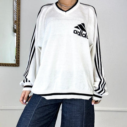 adidas vintage white knit jumper