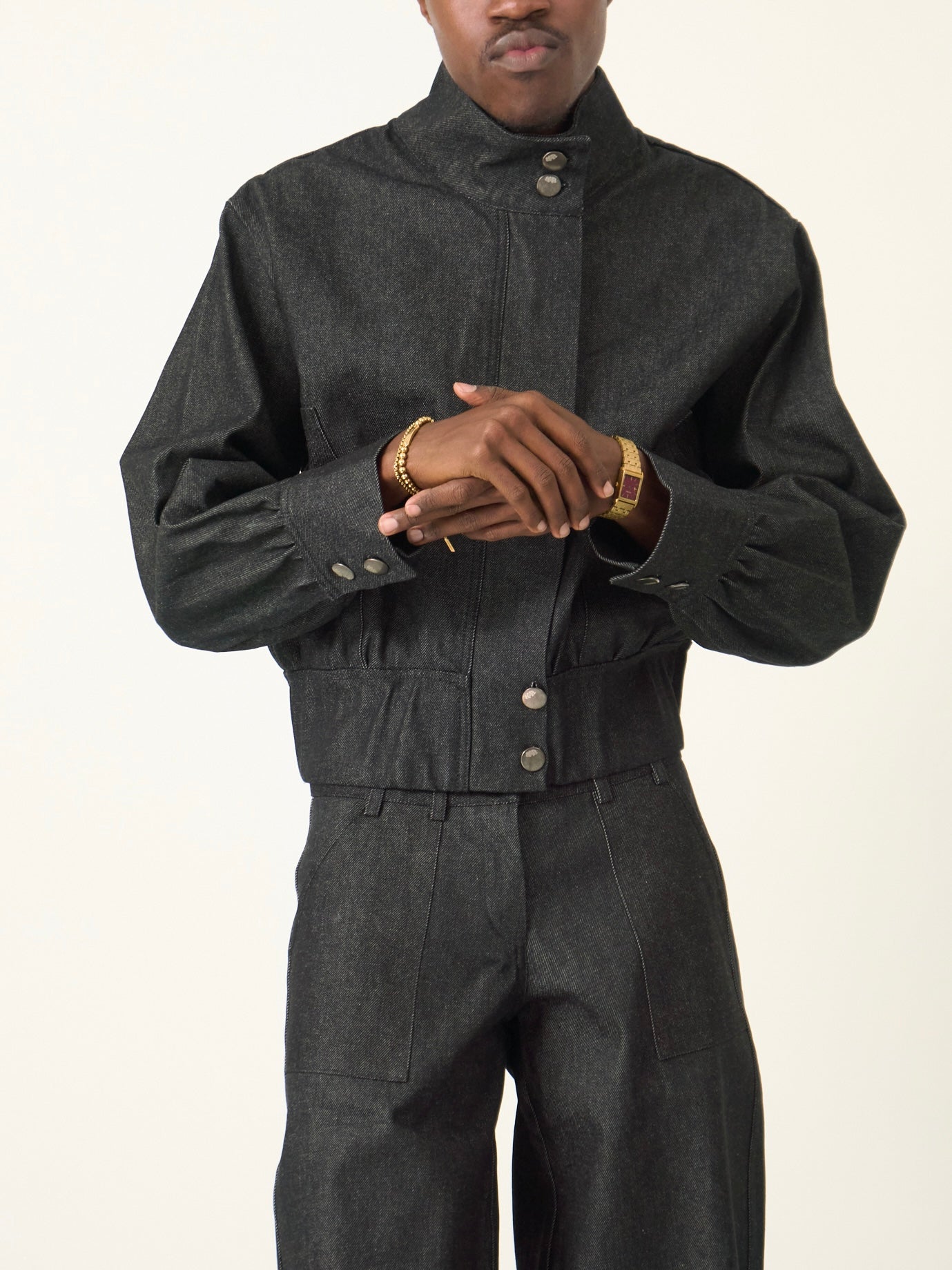 slouch jacket - dark grey denim