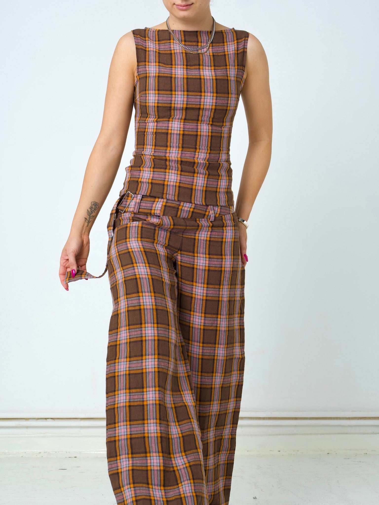 roman trouser - coral linen