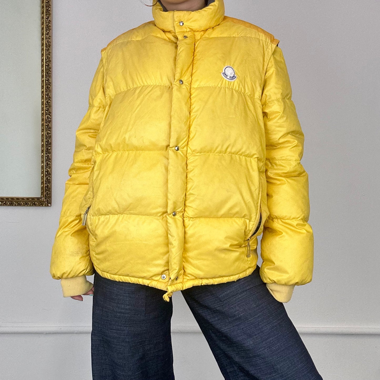 moncler vintage yellow puffer jacket