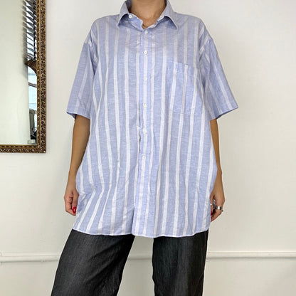 yves saint laurent oversized striped blue shirt