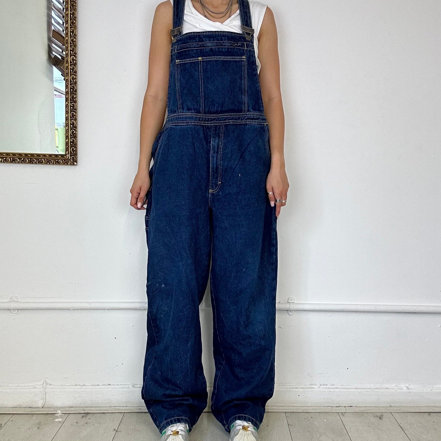 vintage baggy dark wash denim dungarees