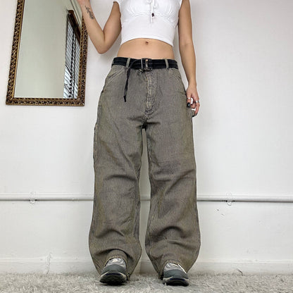 2000's pinstripe cargo jeans