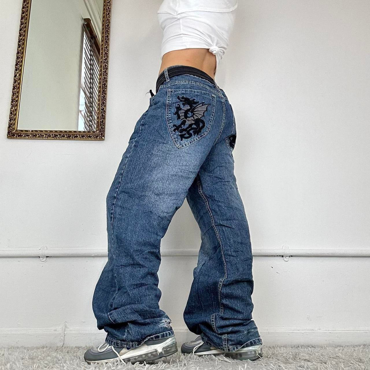 00’s embroidered skate jeans