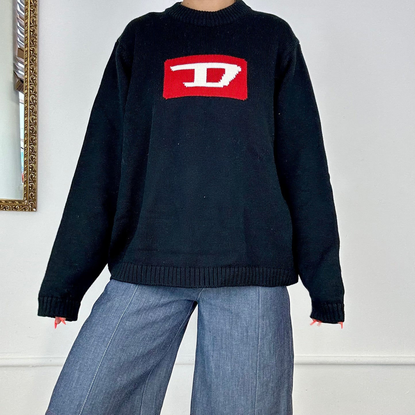 vintage black diesel knit jumper