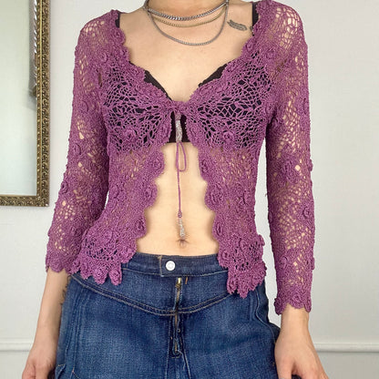 00's tie crochet top