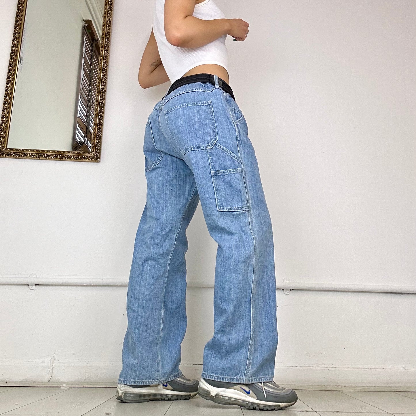 00s light wash cargo jeans