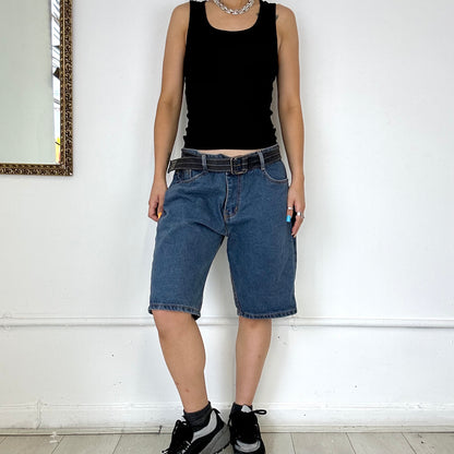 baggy dark wash denim shorts