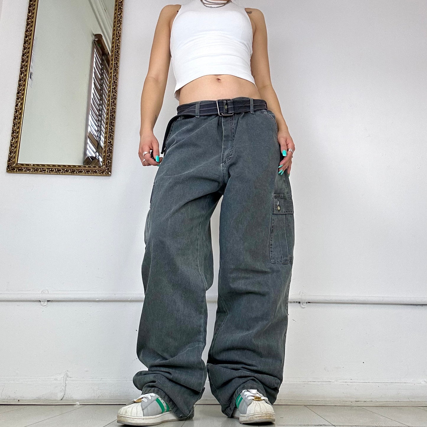 baggy grey cargo jeans