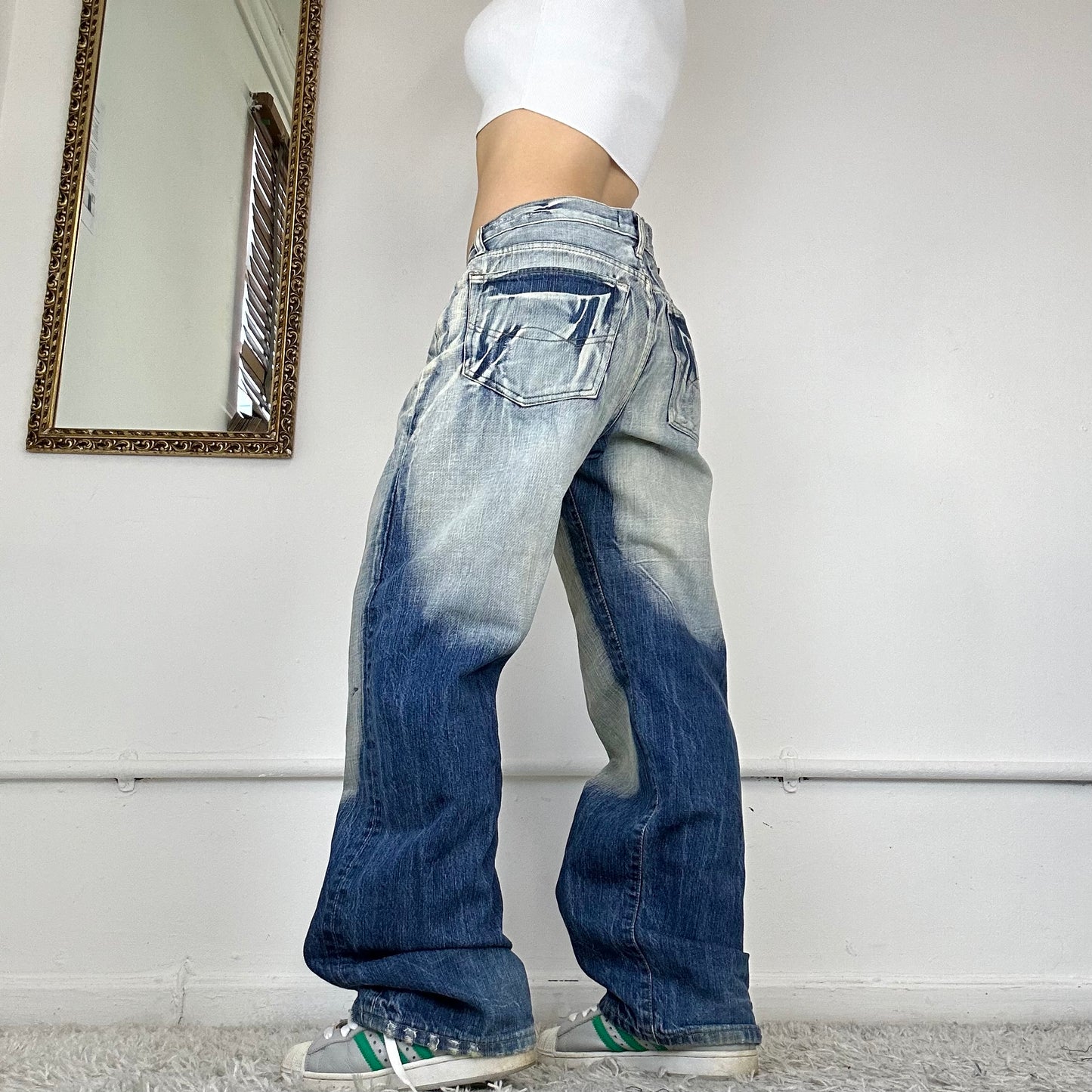 00's two tone baggy jeans