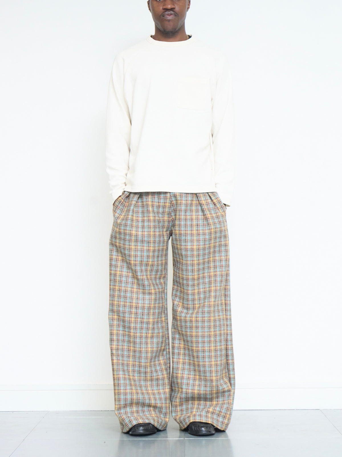 parker trouser - sandstone plaid wool