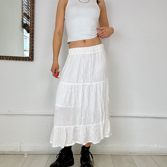 white flowy midi skirt