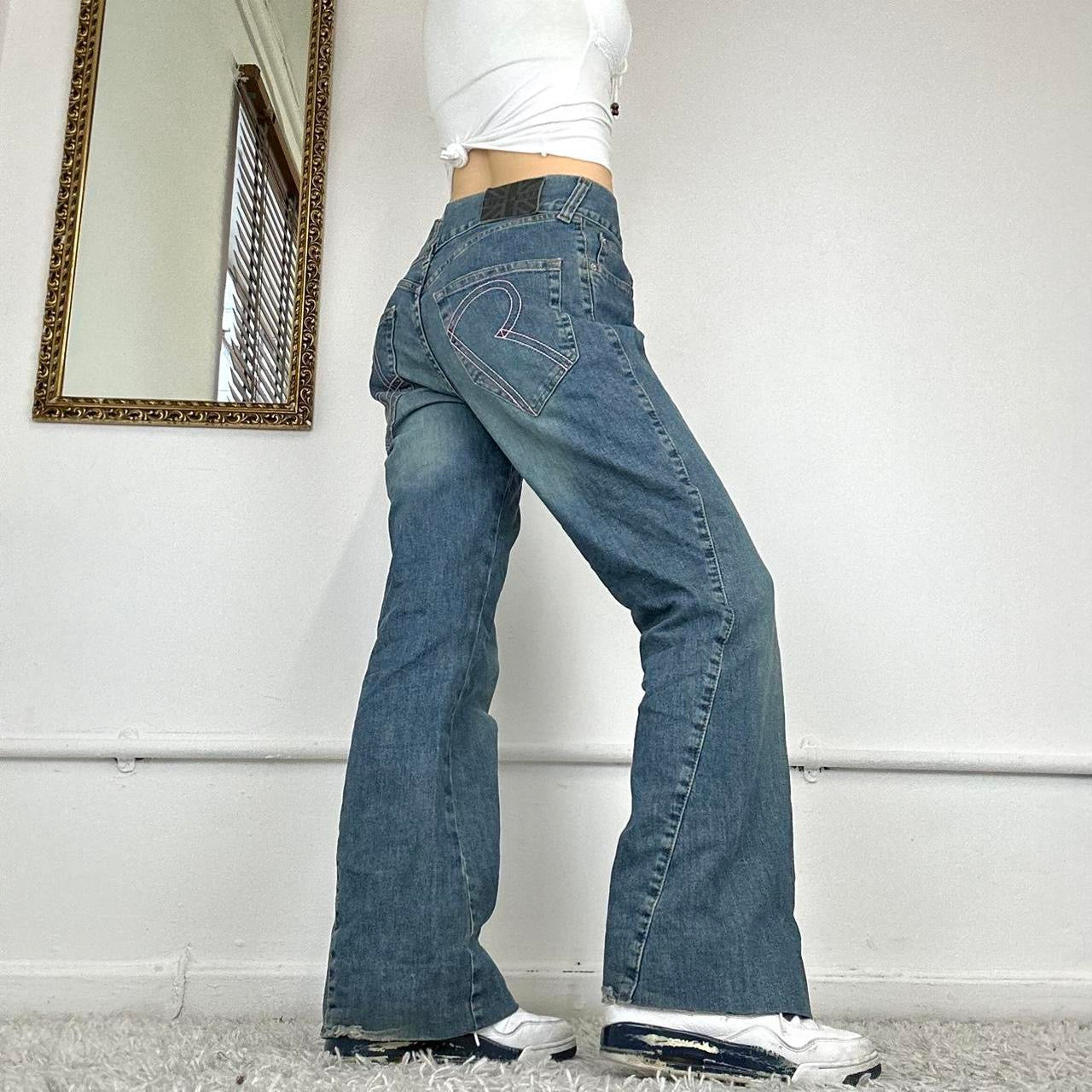 low waisted wide leg jeans