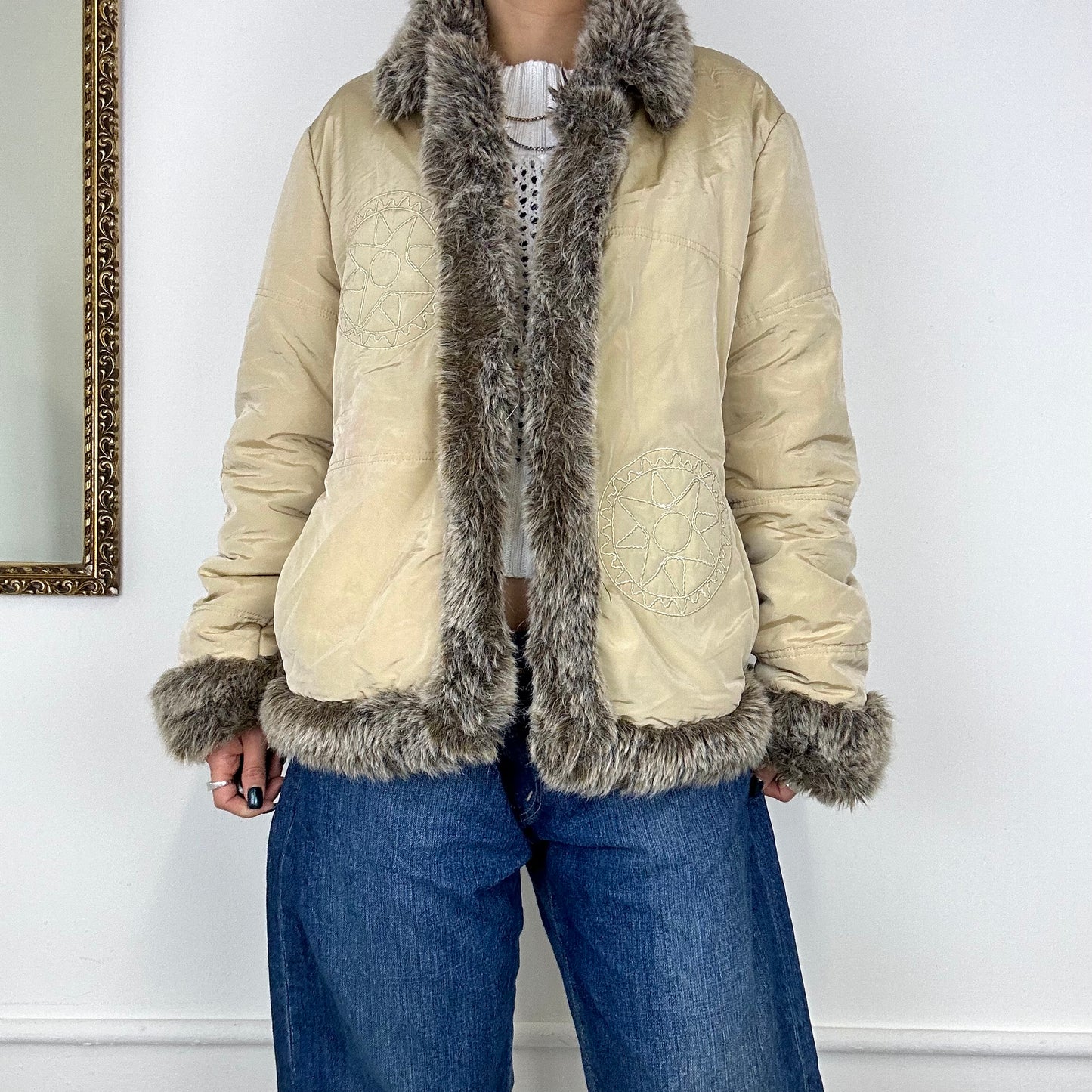 vintage fur trim afghan coat