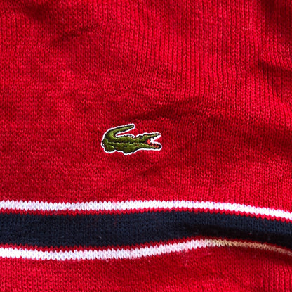 lacoste red striped knitted jumper