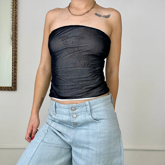 2000's bloom mesh bandeau top