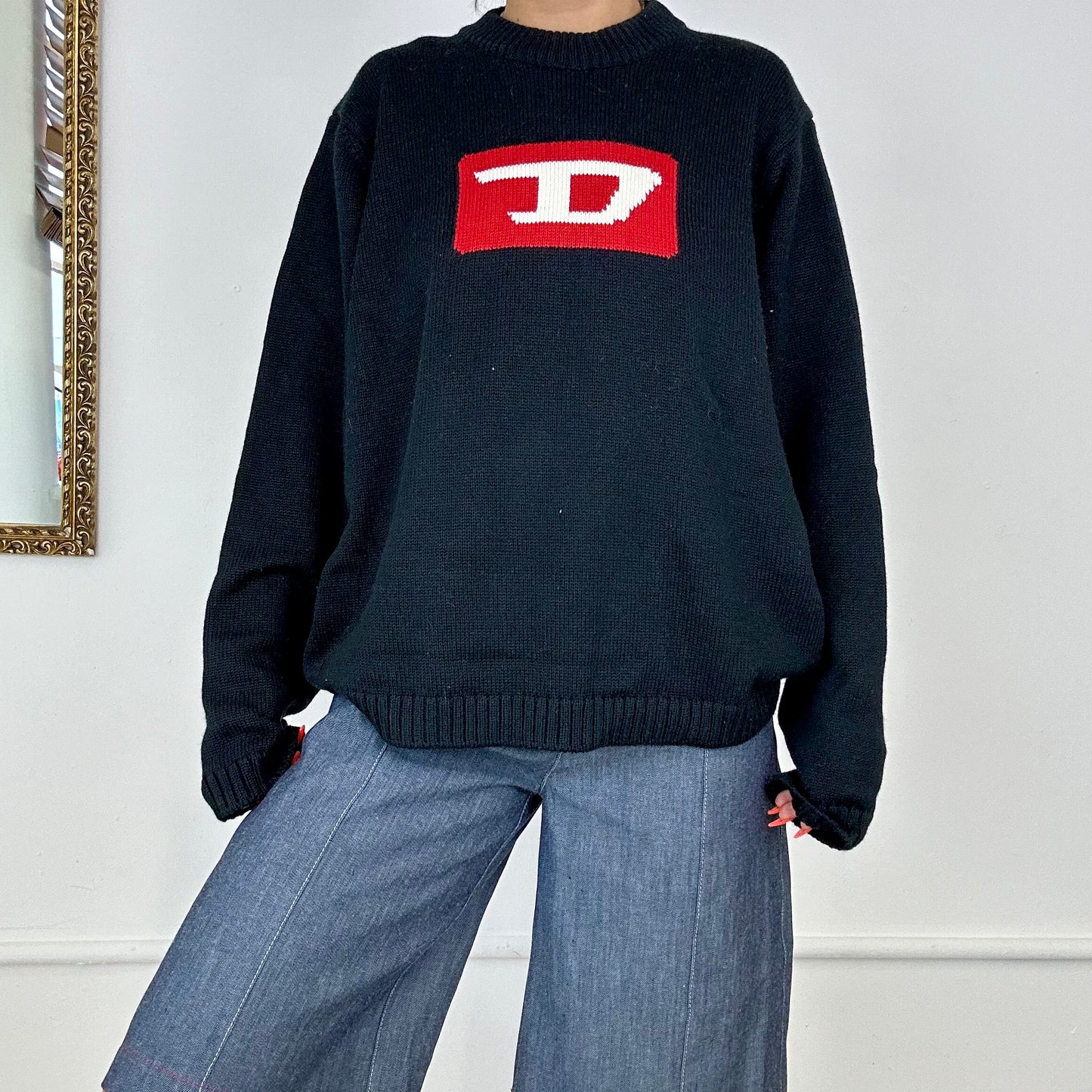 vintage black diesel knit jumper