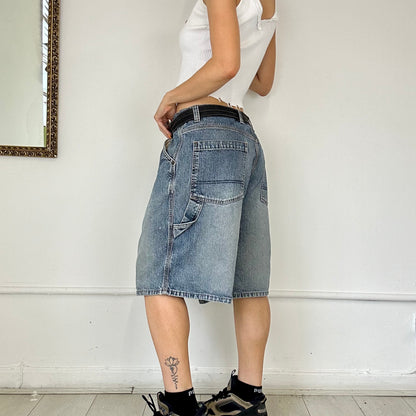 two tone baggy denim shorts