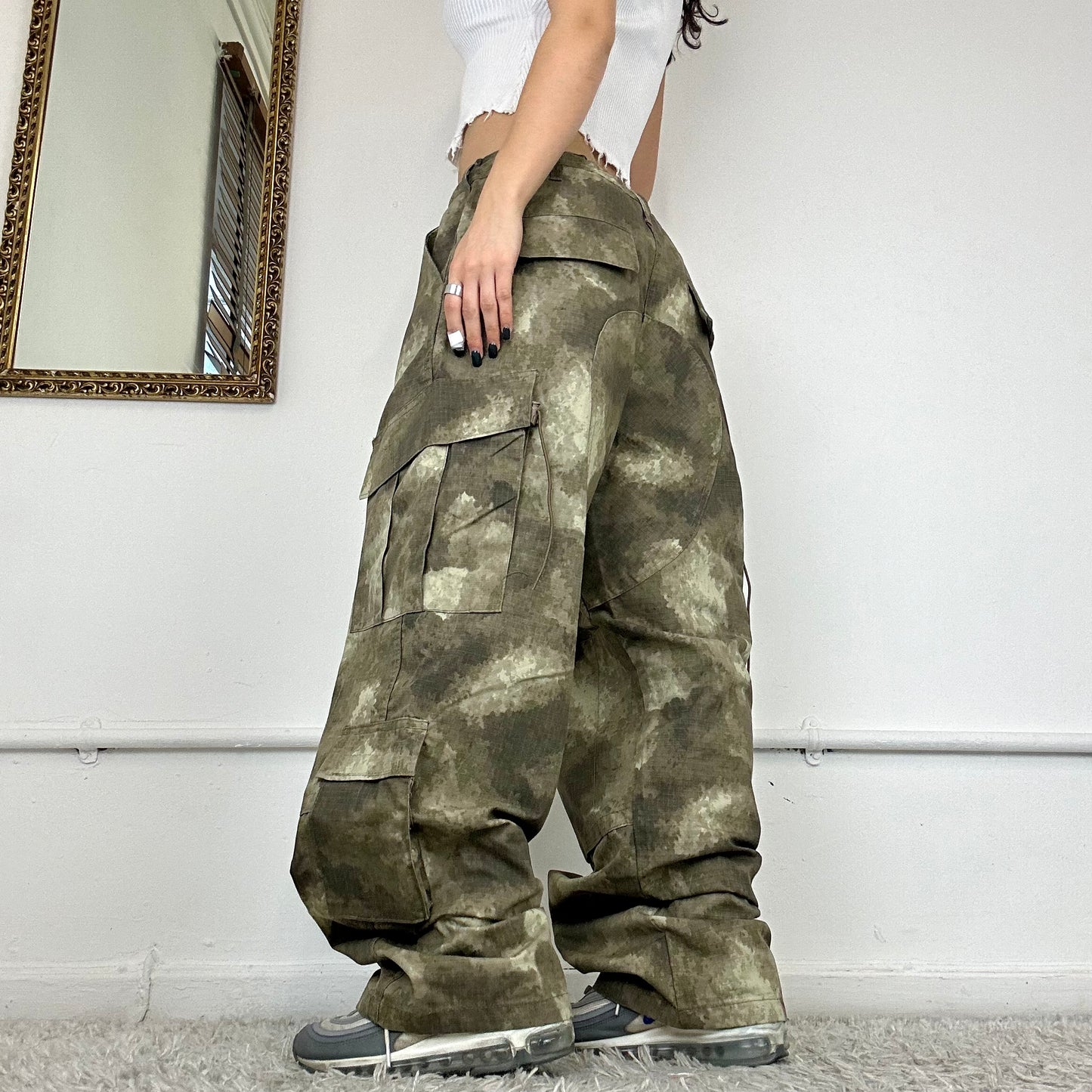 abstract camo cargo trousers