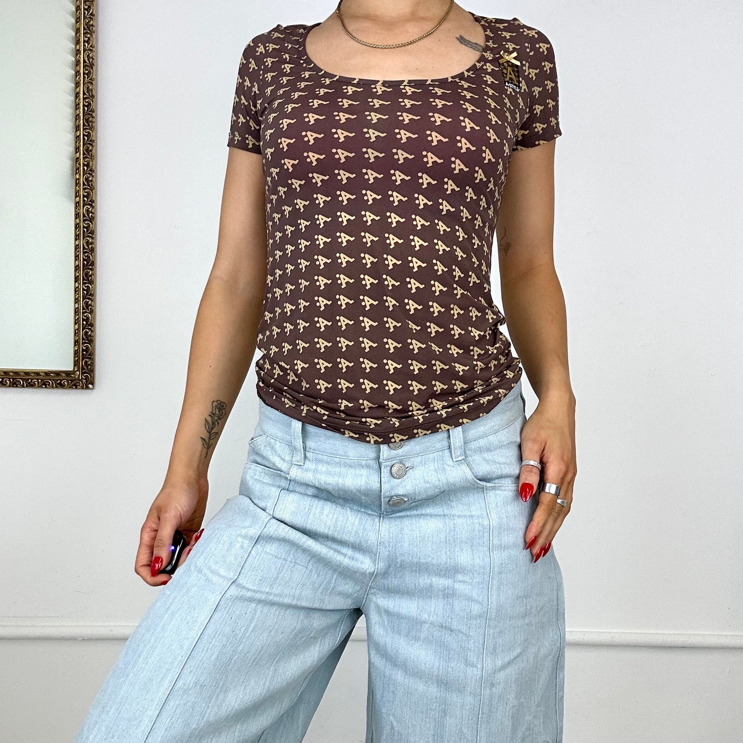 2000’s brown monogram slinky top