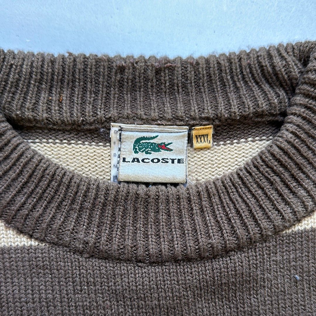 Lacoste brown striped knit jumper