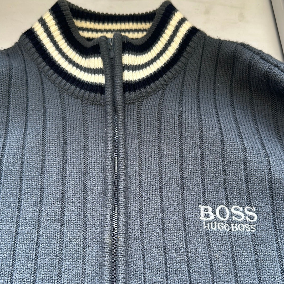 vintage hugo boss zip up knitted jumper